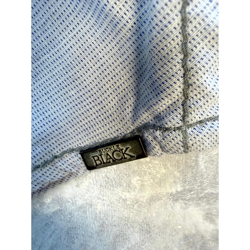 BUCKLE BLACK Tailored Fit Long Sleeve Shirt Mens Large Blue Pinstripe‎ Casual - Picture 10 of 11